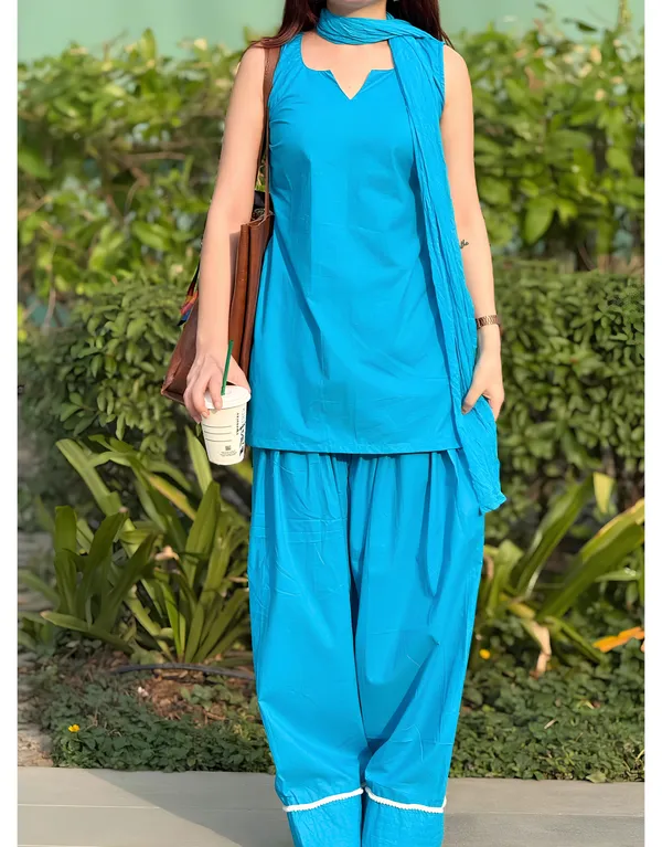 Women’s_Premium_Solid_Turquoise_Blue_3_Pc_Kurta_Pant_&_Dupatta_Set