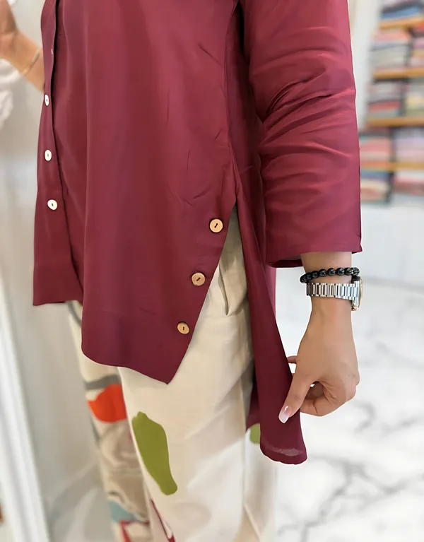 Priya's_burgandy_Top_with_Printed_stylish_pants