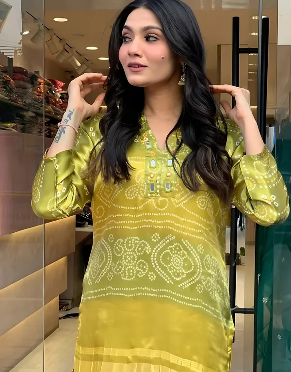 Gold_Silk_Partywear_Bandhani_Printed_Silk_Coord_Set_For_Women_&_Girls