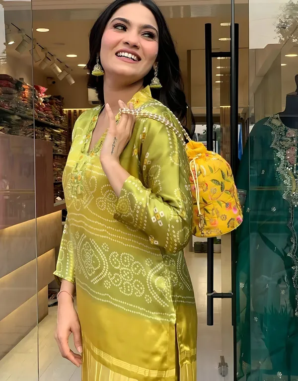 Gold_Silk_Partywear_Bandhani_Printed_Silk_Coord_Set_For_Women_&_Girls