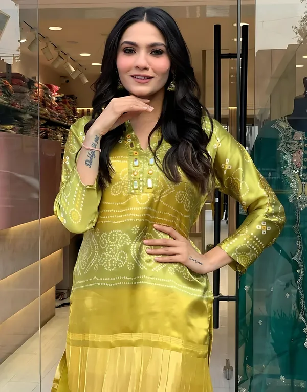 Gold_Silk_Partywear_Bandhani_Printed_Silk_Coord_Set_For_Women_&_Girls
