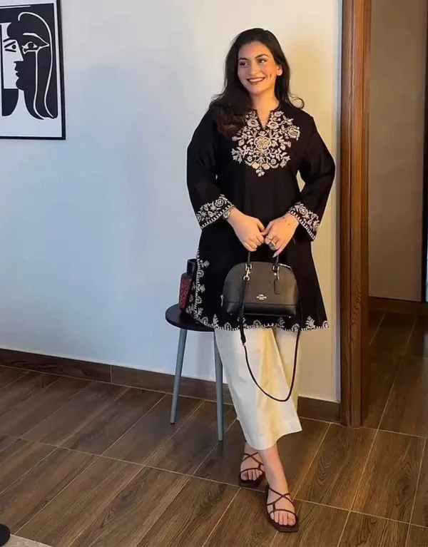 Raha_Short_Black_Embroidered_Kurta_with_pants