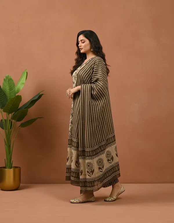 Poorvi's_Brown_Cotton_Kurta_Set
