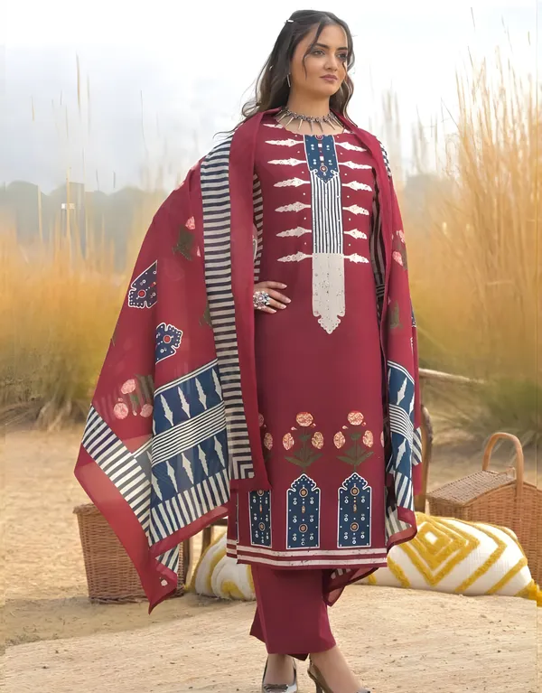 Noor_Maroon_Printed_Kurta_With_Straight_Pant_&_Dupatta_Set