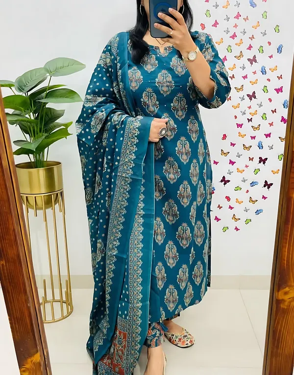 Arial_Blue_Pure_Cotton_Straight_Kurta_Set