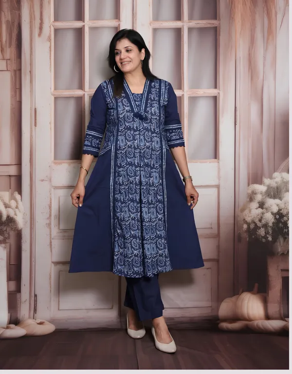 Kalamkari_Indigo_Blue_Aline_2_piece_set