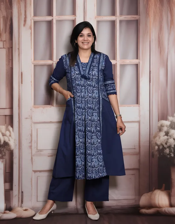 Kalamkari_Indigo_Blue_Aline_2_piece_set