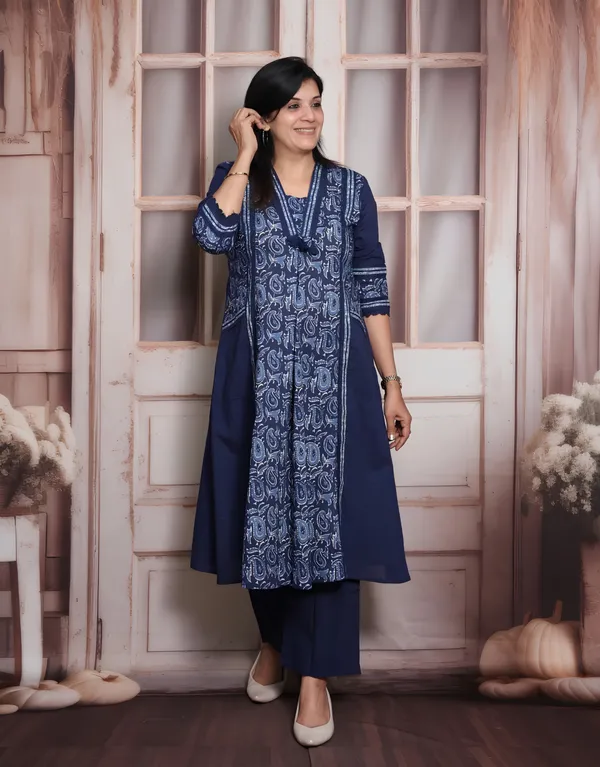 Kalamkari_Indigo_Blue_Aline_2_piece_set