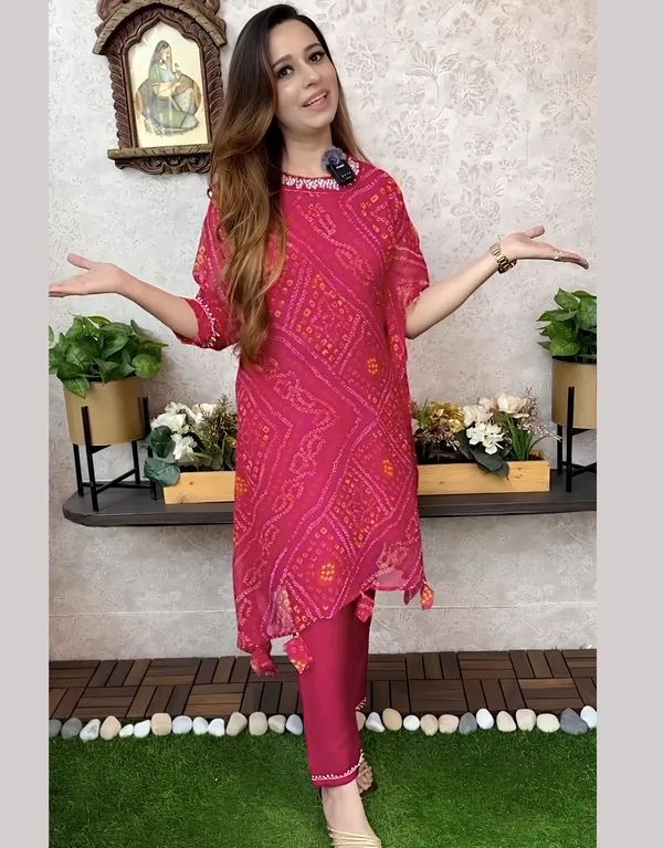 Designer_Pink_Fusion_Bandhani_Dress