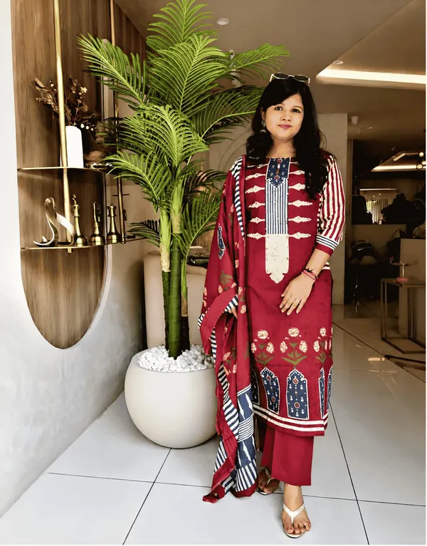 Noor_Maroon_Printed_Kurta_With_Straight_Pant_&_Dupatta_Set