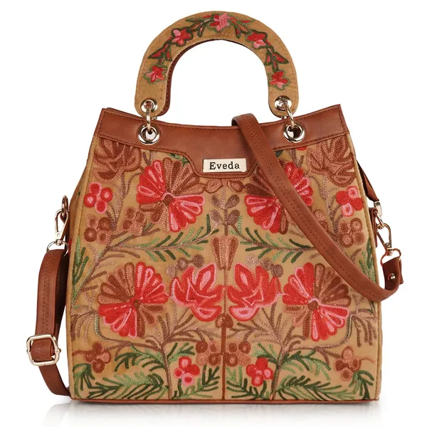 Beige_Leather_Gorgeous_Embrodeiry_Stylish_Design_Hobo_Handbag_For_Women