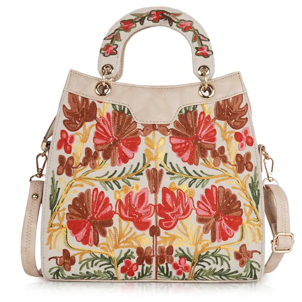 Cream_Leather_Gorgeous_Embrodeiry_Stylish_Design_Hobo_Handbag_For_Women