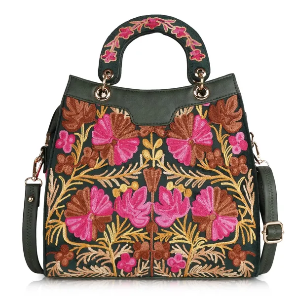 Green_Leather_Gorgeous_Embrodeiry_Stylish_Design_Hobo_Handbag_For_Women
