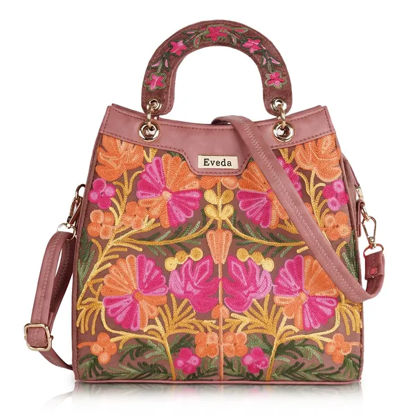 Pink___Leather_Gorgeous_Embrodeiry_Stylish_Design_Hobo_Handbag_For_Women