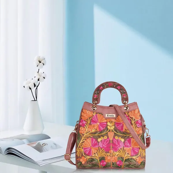 Pink___Leather_Gorgeous_Embrodeiry_Stylish_Design_Hobo_Handbag_For_Women