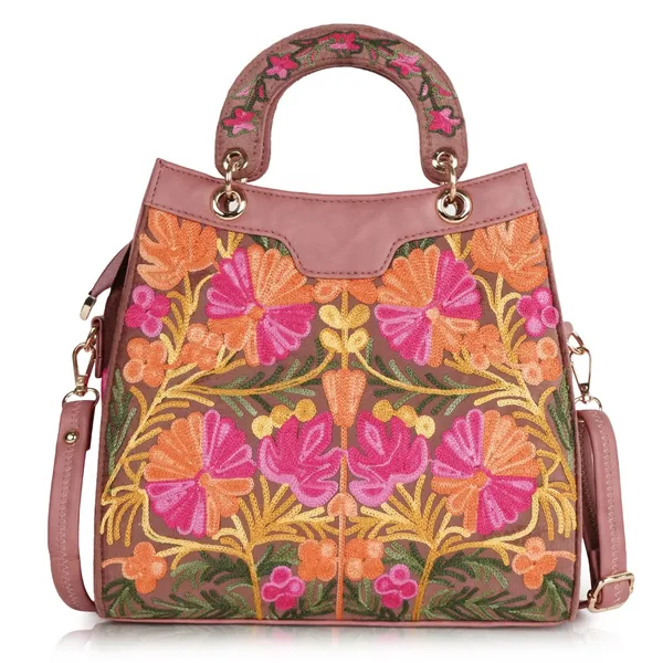 Pink___Leather_Gorgeous_Embrodeiry_Stylish_Design_Hobo_Handbag_For_Women