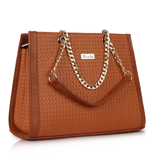 VEDA_Synthetic_Vegan_Leather_Classic_Chain_Strap_Top_Handle_Handheld_Shoulder_Crossbody_Water_Resistant_Handbag_For_Women