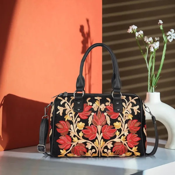 Black_Floral_Embroidered_Shoulder_Handbag,_Faux_Leather_Handles,_Botanical_Pattern_For_Women
