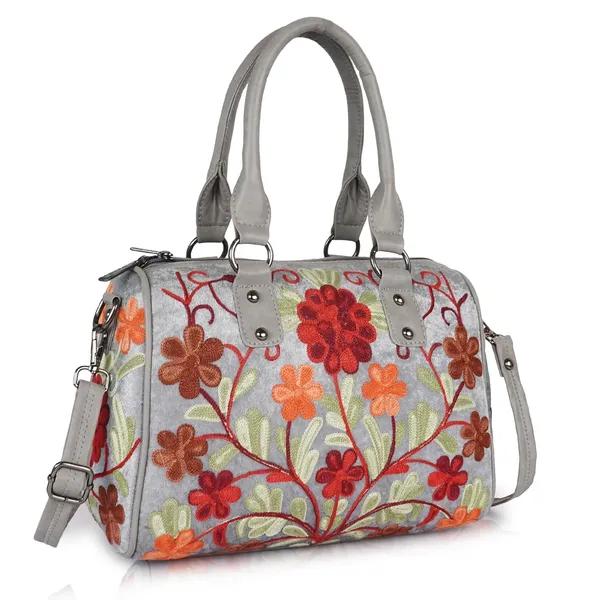 Grey_Floral_Embroidered_Shoulder_Handbag,_Faux_Leather_Handles,_Botanical_Pattern_For_Women