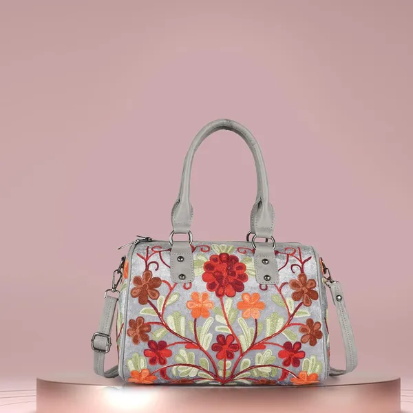 Grey_Floral_Embroidered_Shoulder_Handbag,_Faux_Leather_Handles,_Botanical_Pattern_For_Women