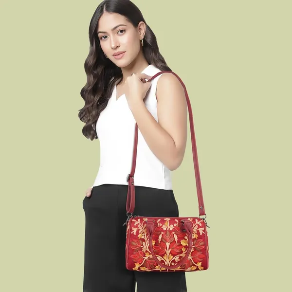 Maroon_Floral_Embroidered_Shoulder_Handbag,_Faux_Leather_Handles,_Botanical_Pattern_For_Women