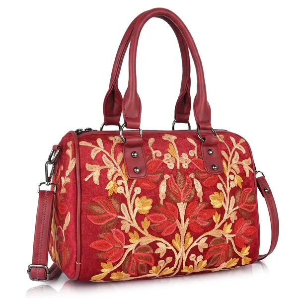 Maroon_Floral_Embroidered_Shoulder_Handbag,_Faux_Leather_Handles,_Botanical_Pattern_For_Women
