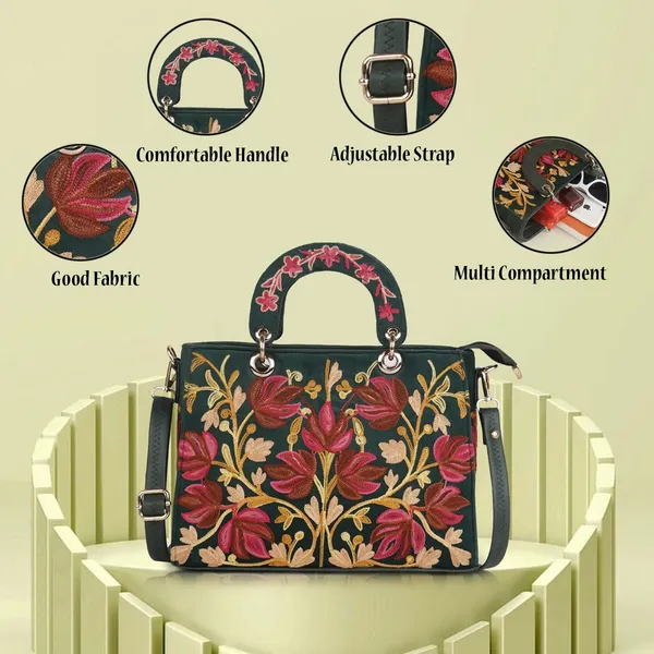 Bottle_Green_Leather_Gorgeous_Embroidery_Stylish_Design_Shoulder_Crossbody_Hobo_Handbag_For_Women