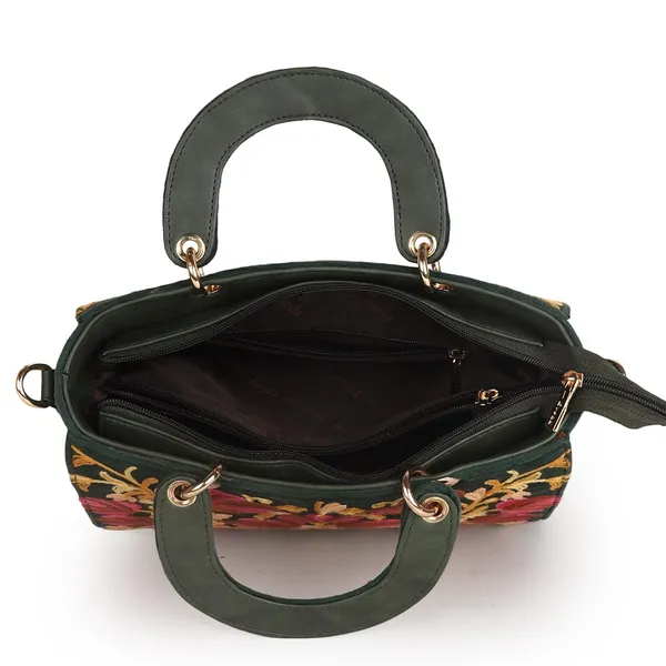 Bottle_Green_Leather_Gorgeous_Embroidery_Stylish_Design_Shoulder_Crossbody_Hobo_Handbag_For_Women