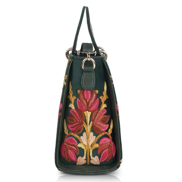 Bottle_Green_Leather_Gorgeous_Embroidery_Stylish_Design_Shoulder_Crossbody_Hobo_Handbag_For_Women