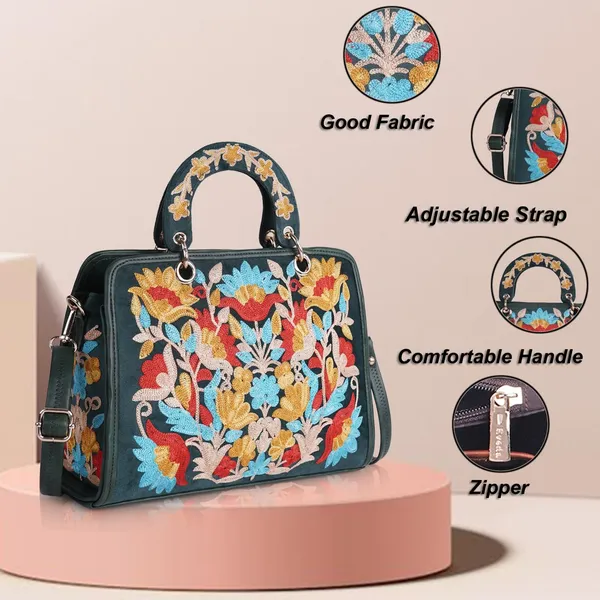 Green_Leather_Classy_Gorgeous_Embroidered_Stylish_Design_Crossbody_Shoulder_Handbag_With_Embroidered_Handle_For_Women
