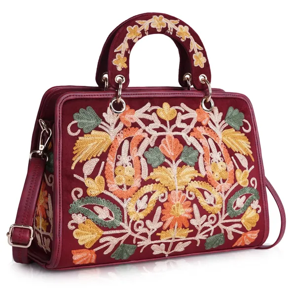 Maroon___Leather_Classy_Gorgeous_Embroidered_Stylish_Design_Crossbody_Shoulder_Handbag_With_Embroidered_Handle_For_Women