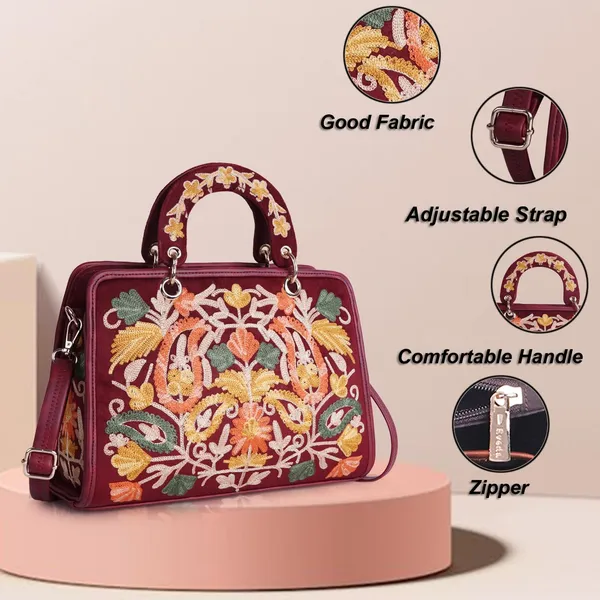 Maroon___Leather_Classy_Gorgeous_Embroidered_Stylish_Design_Crossbody_Shoulder_Handbag_With_Embroidered_Handle_For_Women