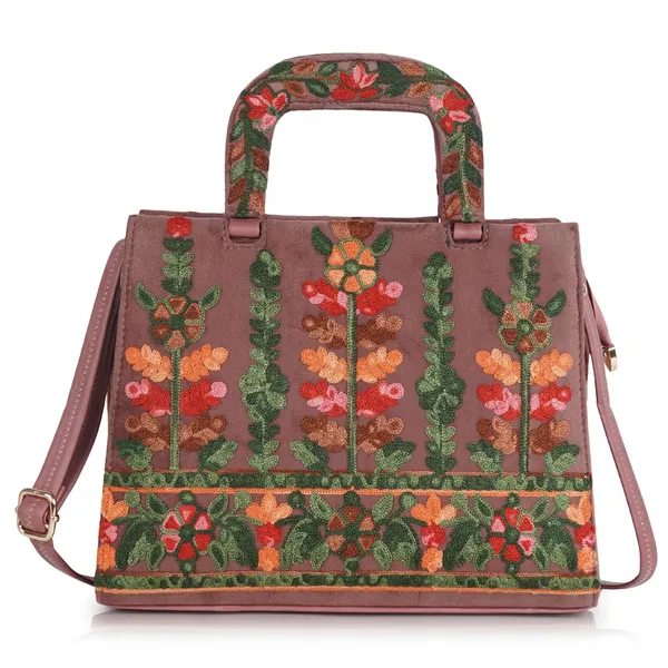 Pink_Welvet_Design_Gorgeous_Embroidery_Stylish_Design_Shoulder_Crossbody_Hobo_Handbag_For_Women