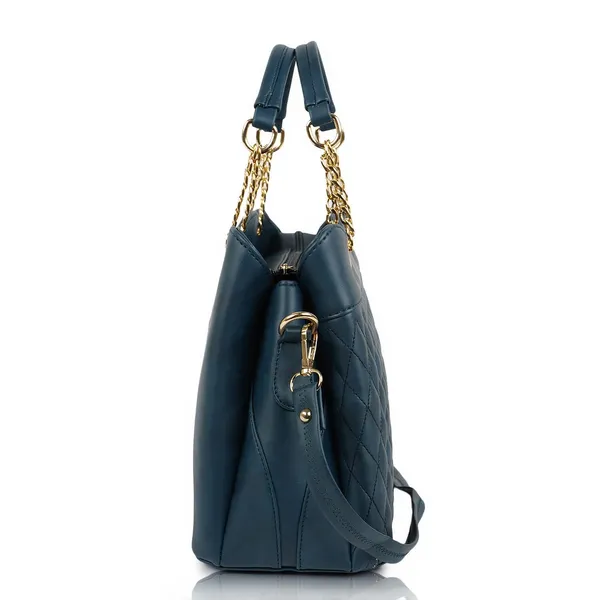 Blue___Vegan_Leather_Classic_Chain_Strap_Top_Handle_Handheld_Shoulder_Crossbody_Water_Resistant_Handbag_For_Women