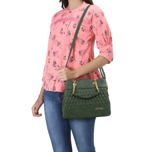 Green___Vegan_Leather_Classic_Chain_Strap_Top_Handle_Handheld_Shoulder_Crossbody_Water_Resistant_Handbag_For_Women