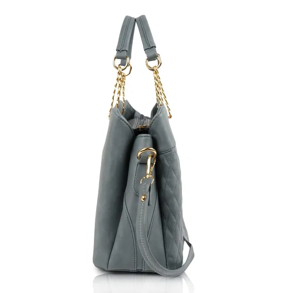 Grey___Vegan_Leather_Classic_Chain_Strap_Top_Handle_Handheld_Shoulder_Crossbody_Water_Resistant_Handbag_For_Women