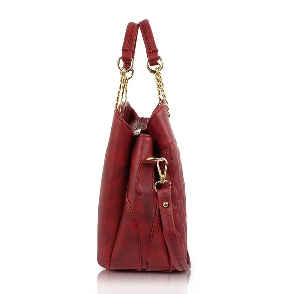 Maroon___Vegan_Leather_Classic_Chain_Strap_Top_Handle_Handheld_Shoulder_Crossbody_Water_Resistant_Handbag_For_Women