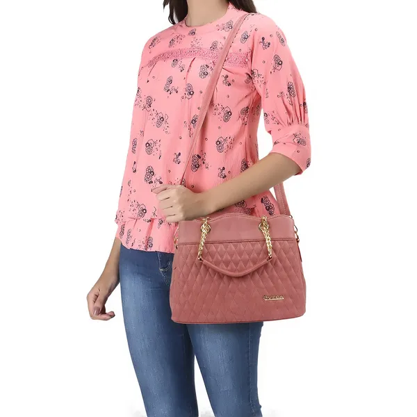 Pink___Vegan_Leather_Classic_Chain_Strap_Top_Handle_Handheld_Shoulder_Crossbody_Water_Resistant_Handbag_For_Women