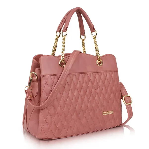 Pink___Vegan_Leather_Classic_Chain_Strap_Top_Handle_Handheld_Shoulder_Crossbody_Water_Resistant_Handbag_For_Women