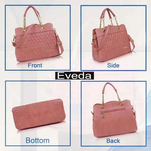 Pink___Vegan_Leather_Classic_Chain_Strap_Top_Handle_Handheld_Shoulder_Crossbody_Water_Resistant_Handbag_For_Women