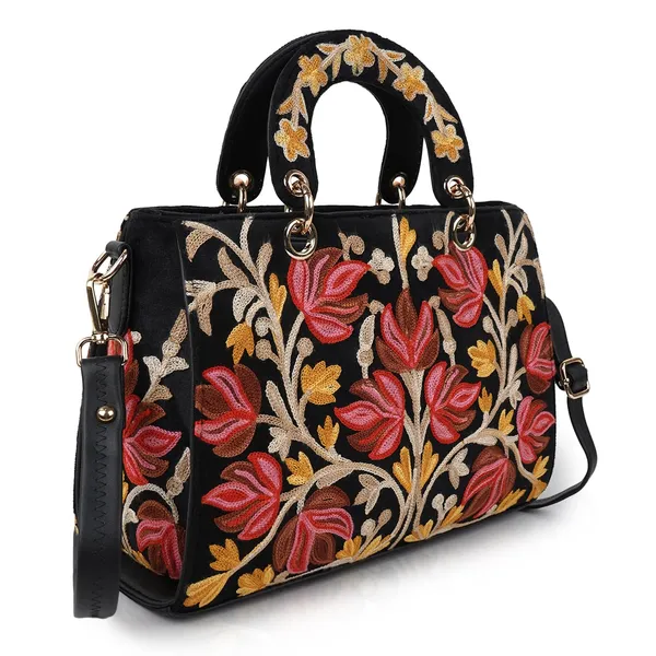 Black_Leather_Gorgeous_Embroidery_Stylish_Design_Shoulder_Crossbody_Hobo_Handbag_For_Women