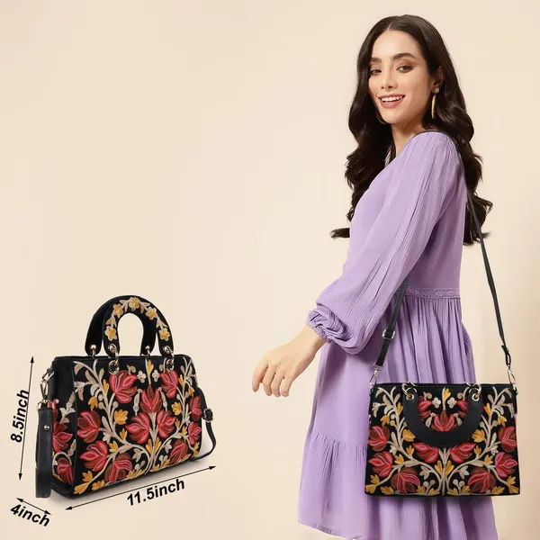 Black_Leather_Gorgeous_Embroidery_Stylish_Design_Shoulder_Crossbody_Hobo_Handbag_For_Women