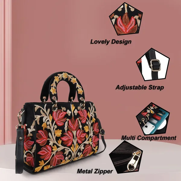 Black_Leather_Gorgeous_Embroidery_Stylish_Design_Shoulder_Crossbody_Hobo_Handbag_For_Women