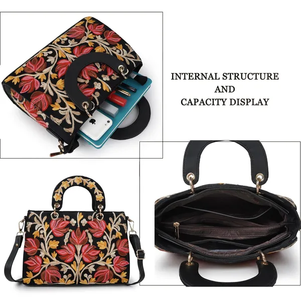 Black_Leather_Gorgeous_Embroidery_Stylish_Design_Shoulder_Crossbody_Hobo_Handbag_For_Women