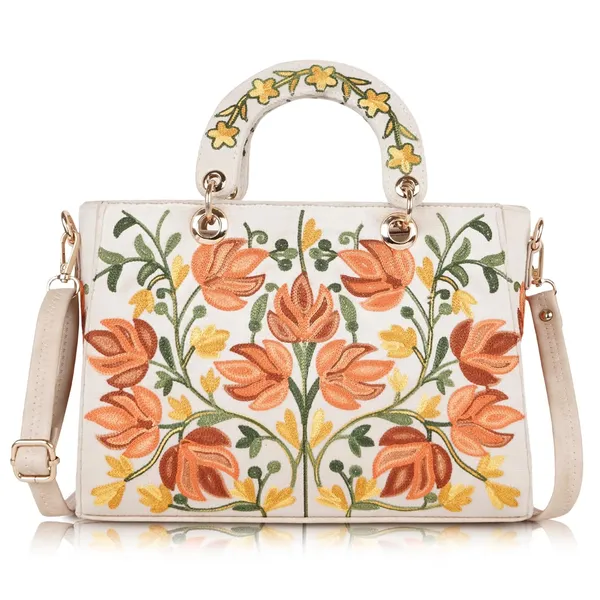 Cream_Leather_Gorgeous_Embroidery_Stylish_Design_Shoulder_Crossbody_Hobo_Handbag_For_Women