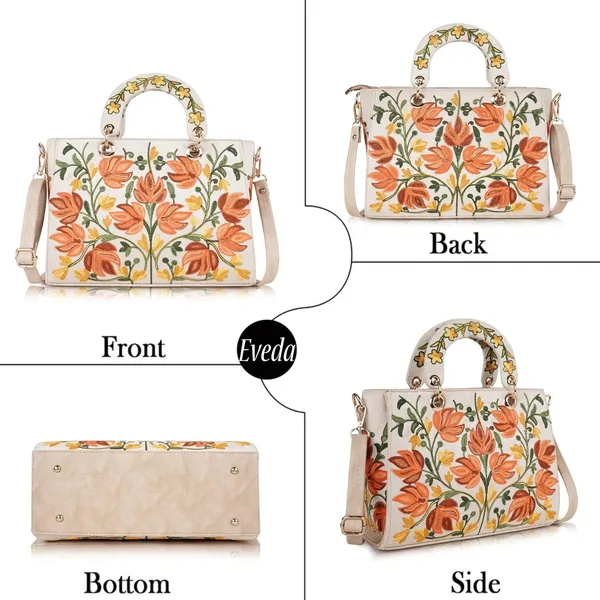 Cream_Leather_Gorgeous_Embroidery_Stylish_Design_Shoulder_Crossbody_Hobo_Handbag_For_Women