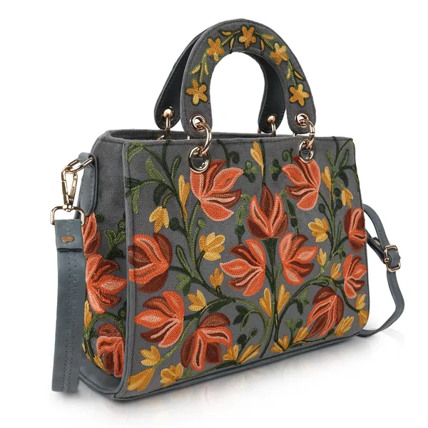 Grey_Leather_Gorgeous_Embroidery_Stylish_Design_Shoulder_Crossbody_Hobo_Handbag_For_Women