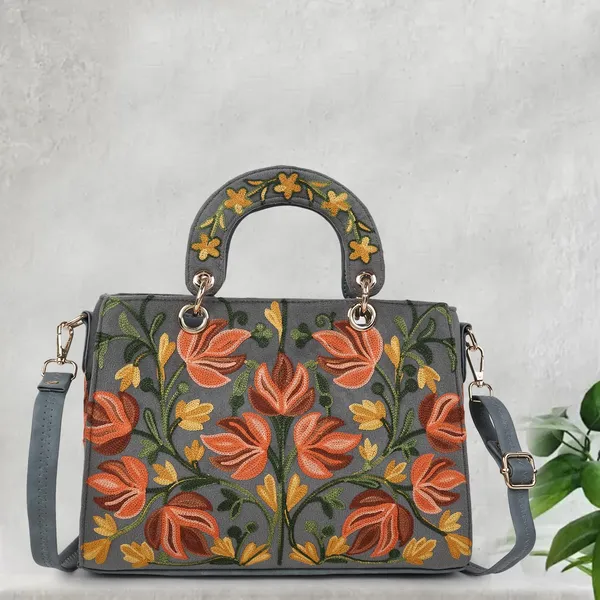 Grey_Leather_Gorgeous_Embroidery_Stylish_Design_Shoulder_Crossbody_Hobo_Handbag_For_Women
