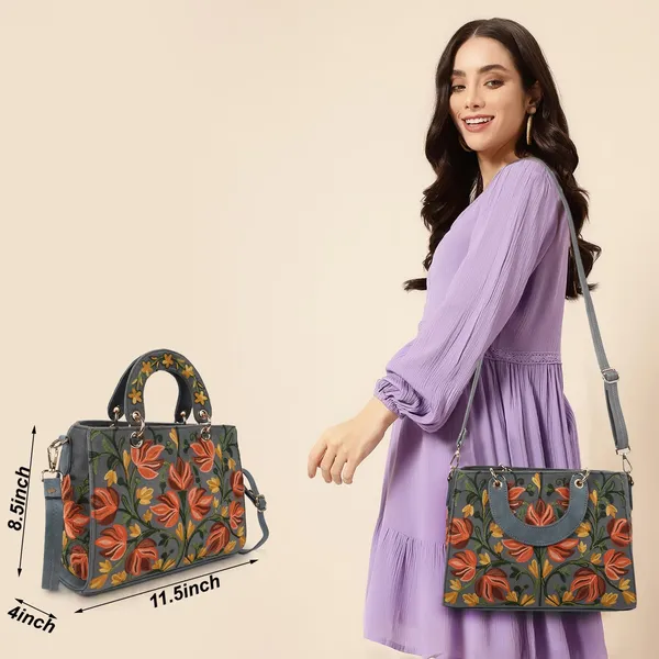 Grey_Leather_Gorgeous_Embroidery_Stylish_Design_Shoulder_Crossbody_Hobo_Handbag_For_Women