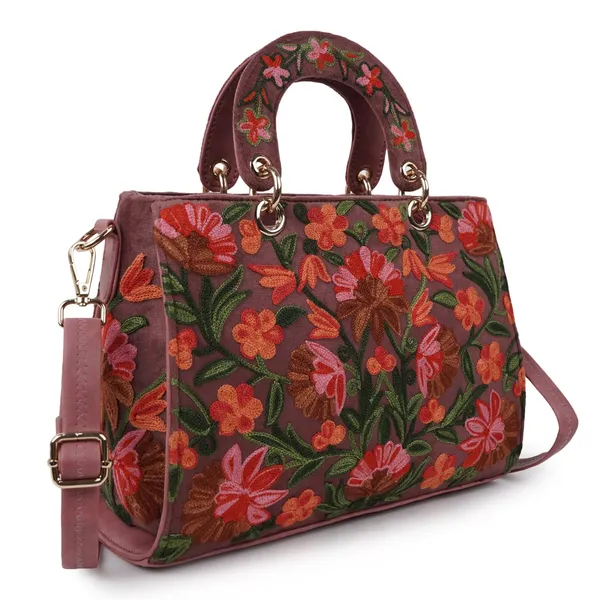 Pink_Leather_Gorgeous_Embroidery_Stylish_Design_Shoulder_Crossbody_Hobo_Handbag_For_Women